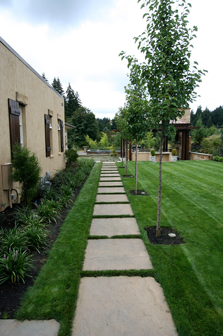 3x3 bluestone path in a lawn 2